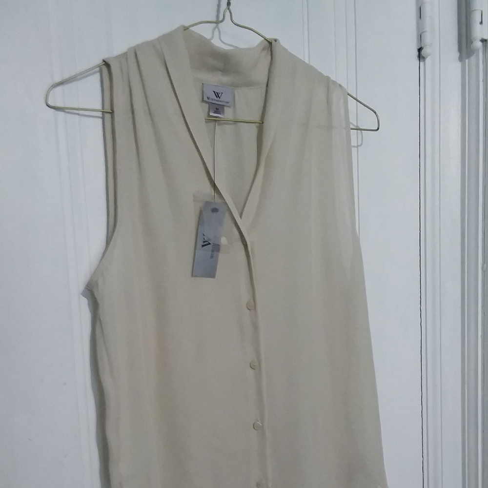 Worthington Silver Beige Sleeveless Blouse